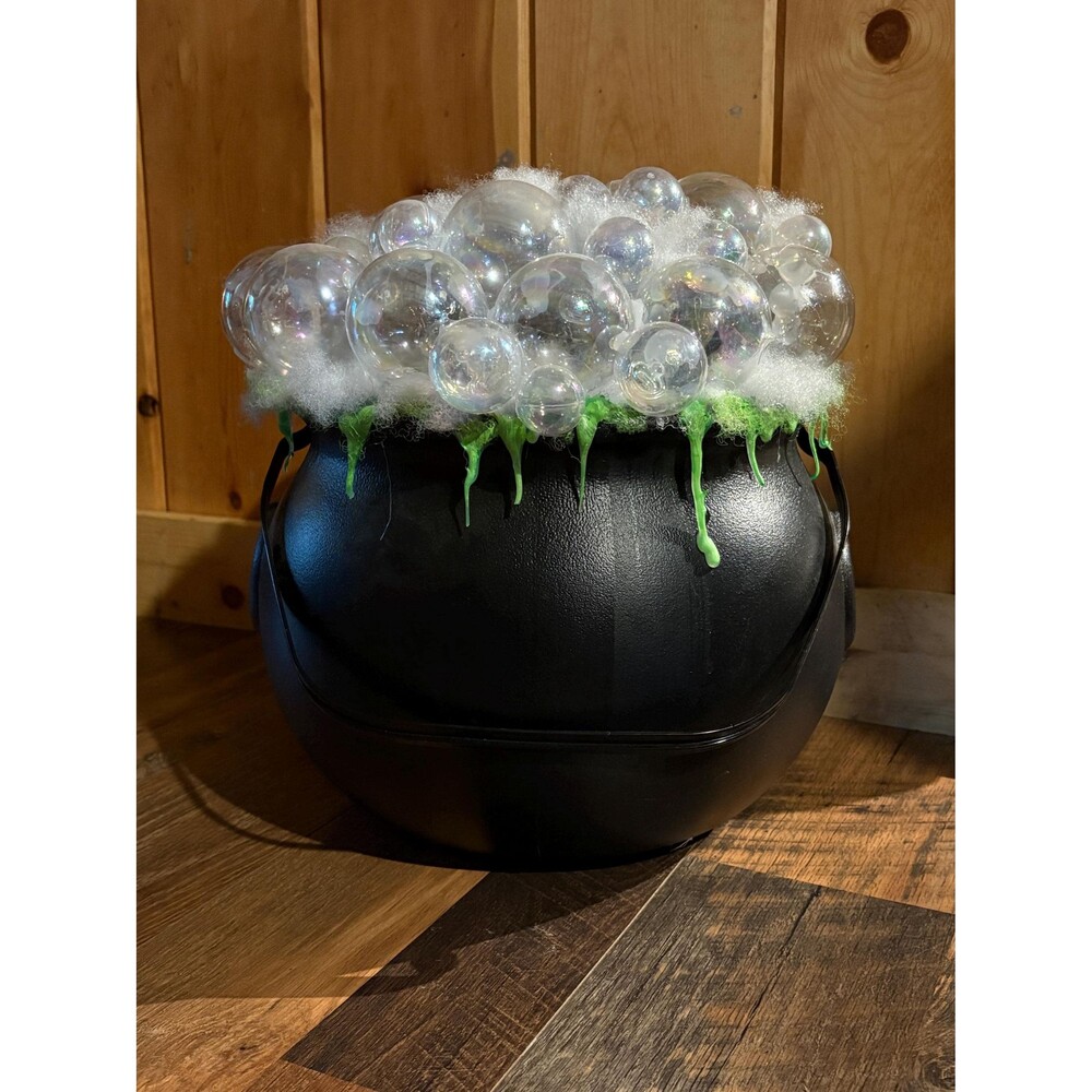 Large light up green Halloween witch bubbling cauldron 11” diam. party decorati